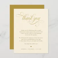 Elegant Cream and Gold Calligraphy Wedding Thank You Card