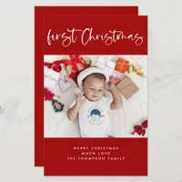 Budget Baby 1st Christmas Holiday Photo Flat Card