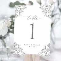 Elegant Silver Gray Wedding 5x7 Table Number Cards