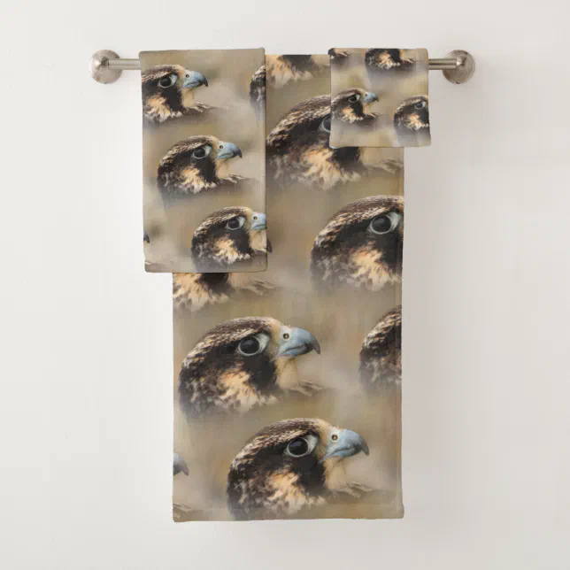 Vignetted Profile of a Peregrine Falcon Bath Towel Set