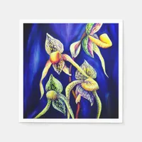 Watercolor Lady Slipper  Orchids  illustration Napkins