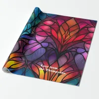 Stained Glass Personalized Christmas Holiday Wrapping Paper