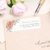 Elegant Pink Floral Wedding Return Address Label