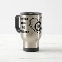 Rays, Heart , Black Evil Eye protection monogram | Travel Mug