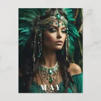 *~ MAY Goddess BIRTHDAY Emerald Boho AP53 Postcard