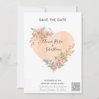 *~* AR6 QR WEDDING SAVE the DATE Floral Heart Invitation