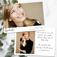 Modern Minimalist Handwritten Photo Graduation Announcement