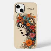 Retro Girl with Flowers in her hair Case-Mate iPhone 14 Plus Case