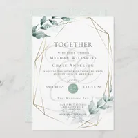 Wedding Invitation | Grayed Jade Green Botanical