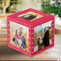 Personalized Valentine's Day Gift Red Multi Photo Cube