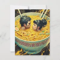 Surreal Couple Swims in a Bowl of Noodles Postcard