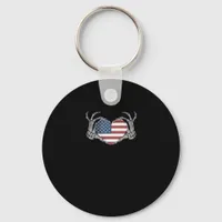 American Flag Heart Classic Design Keychain