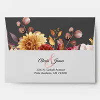 Gray and Pink Floral Elegant Wedding Envelope
