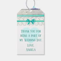 Thank You Wedding Gift Tag Turquoise Rustic Wood