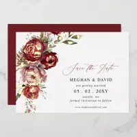 Elegant Boho Burgundy Blush Floral Wedding Foil Invitation