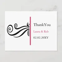 pink contemporary wedding Thank You Postcard