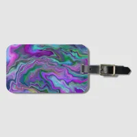 Purple, Green and Blue Fluid Art  Luggage Tag