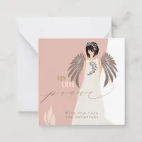 MINI  SIZE Joy Love Peace Angel Holiday Card