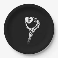 Skeleton Hand Holding Heart Simple Expression Paper Plates