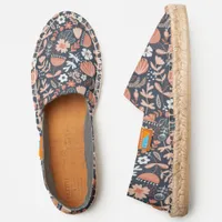 Pink and Navy Blue Modern Floral Espadrilles