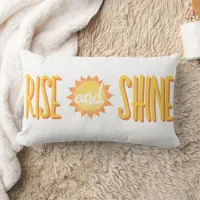 Rise and Shine Retro Font Bright Yellow Sunny Lumbar Pillow