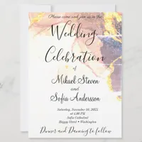 Marvellous Dusty Rose Golden Powder  Marble     Invitation