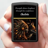 Golden Wolf and Native Guardian Zippo Lighter