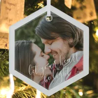 Custom Photo Hexagon Glass Christmas Tree Ornament