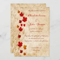 Maple leaves Rustic fall wedding Invitation