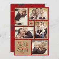 Warm Wishes Photo Collage Kraft & Tartan Red ID589 Invitation