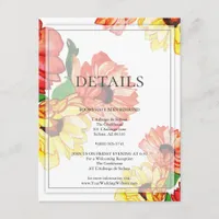 DETAILS | Red and Yellow Watercolor Daisies Enclosure Card