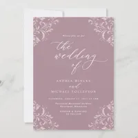 Elegant Vintage Mauve Dusty Rose Wedding Invitation