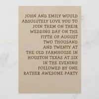 Simply Typography Fun & Informal Wedding Invitation