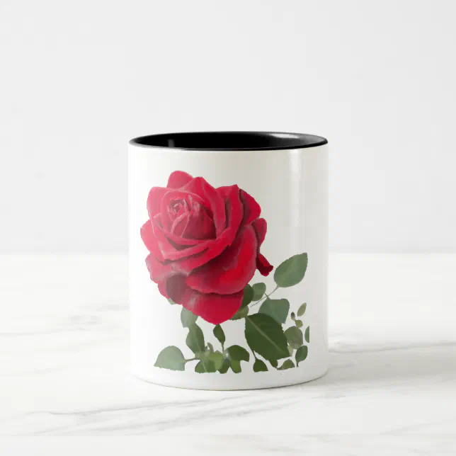 Red Rose - Hand Painting Two-Tone Coffee Mug