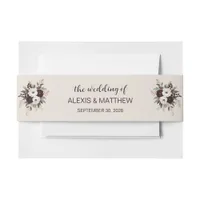 Rustic Wedding Cream Floral Invitation Belly Band