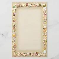 Frame of Seashells and Beach Sand Stationery