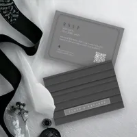 Tailored Black & White Wedding QR Code ID1090 RSVP Card