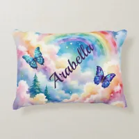 Magical Butterflies and Rainbow Colors Accent Pillow