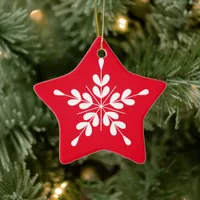 Nordic style white and red snowflake ceramic ornament