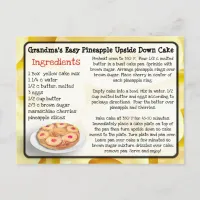 Grandma's Pineapple Upside Down Cake Recipe Card