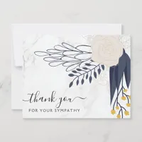 Funeral Memorial Marble Floral Thank You Note