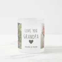 Modern Collage Photo Love You Grandpa Frosted Glass Coffee Mug