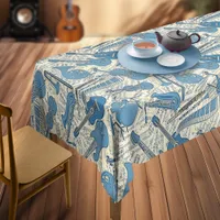 Sheet Music and Instruments Blue/Ivory ID481 Tablecloth