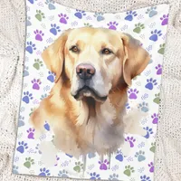 Labrador Retriever Colorful Paw Prints Dog Lover Fleece Blanket