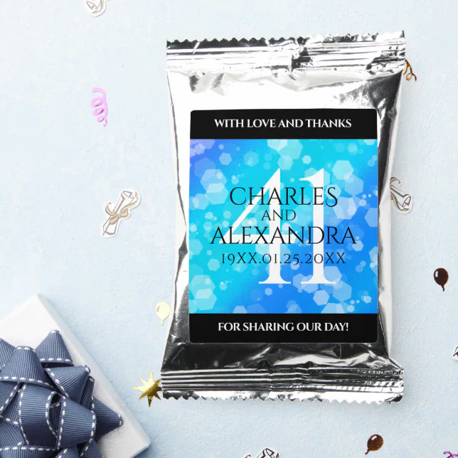 Elegant 41st Blue Topaz Wedding Anniversary Coffee Drink Mix