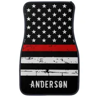 Thin Red Line Firefighter Personalized Name Car Floor Mat