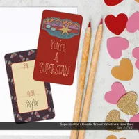 Superstar Kid's Doodle School Valentine's  Note Card