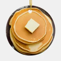 Funny Buttered Pancakes Pun Christmas  Ceramic Ornament