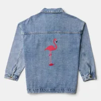 Friendly Pink Flamingo Womens Denim Jacket