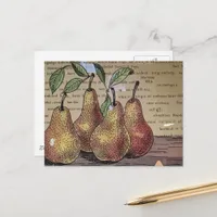 Pears Mixed Media Collage Postcard